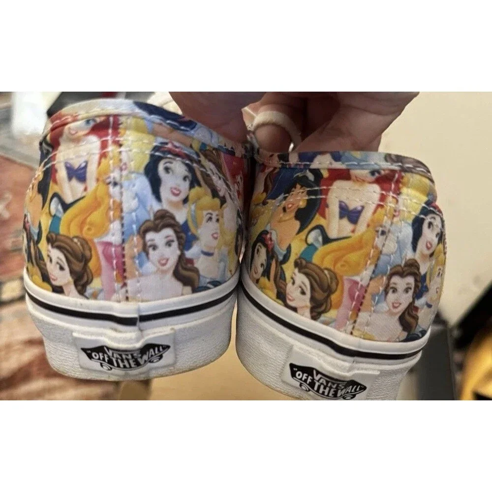EUC W/BOX Disney Vans W8.5 M7 Princess Authentic All Over Print Sneakers Shoes